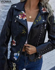 Olea - Veste en cuir à fleurs veste en cuir