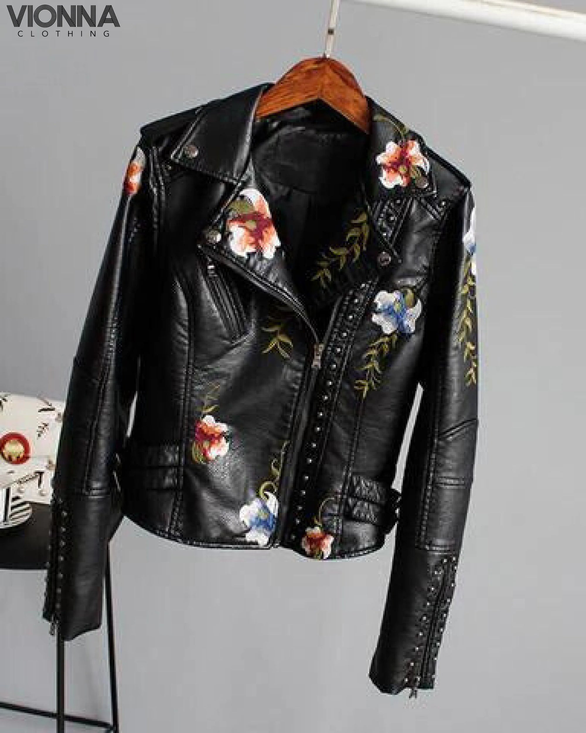 Olea - Veste en cuir à fleurs veste en cuir
