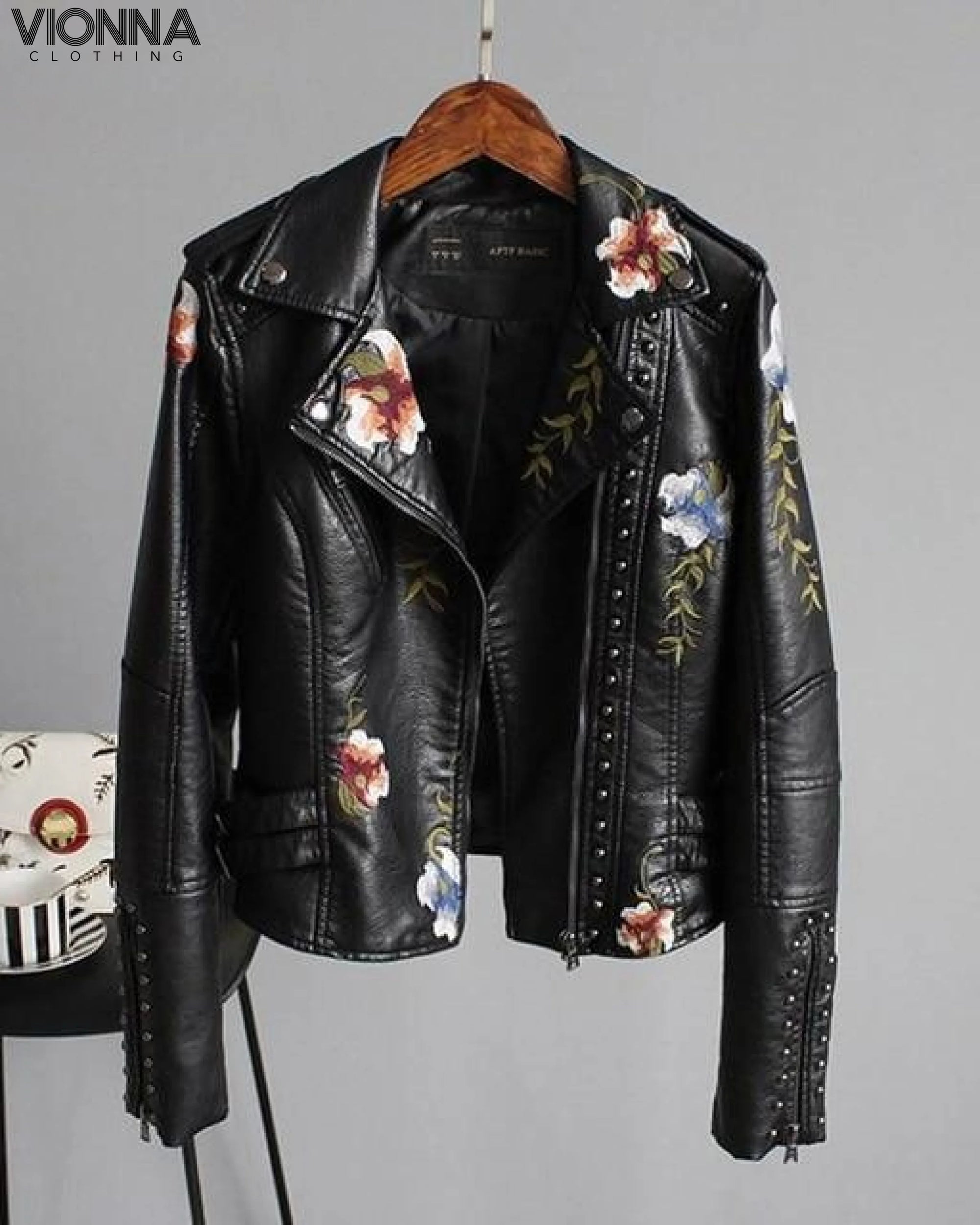 Olea - Veste en cuir à fleurs veste en cuir