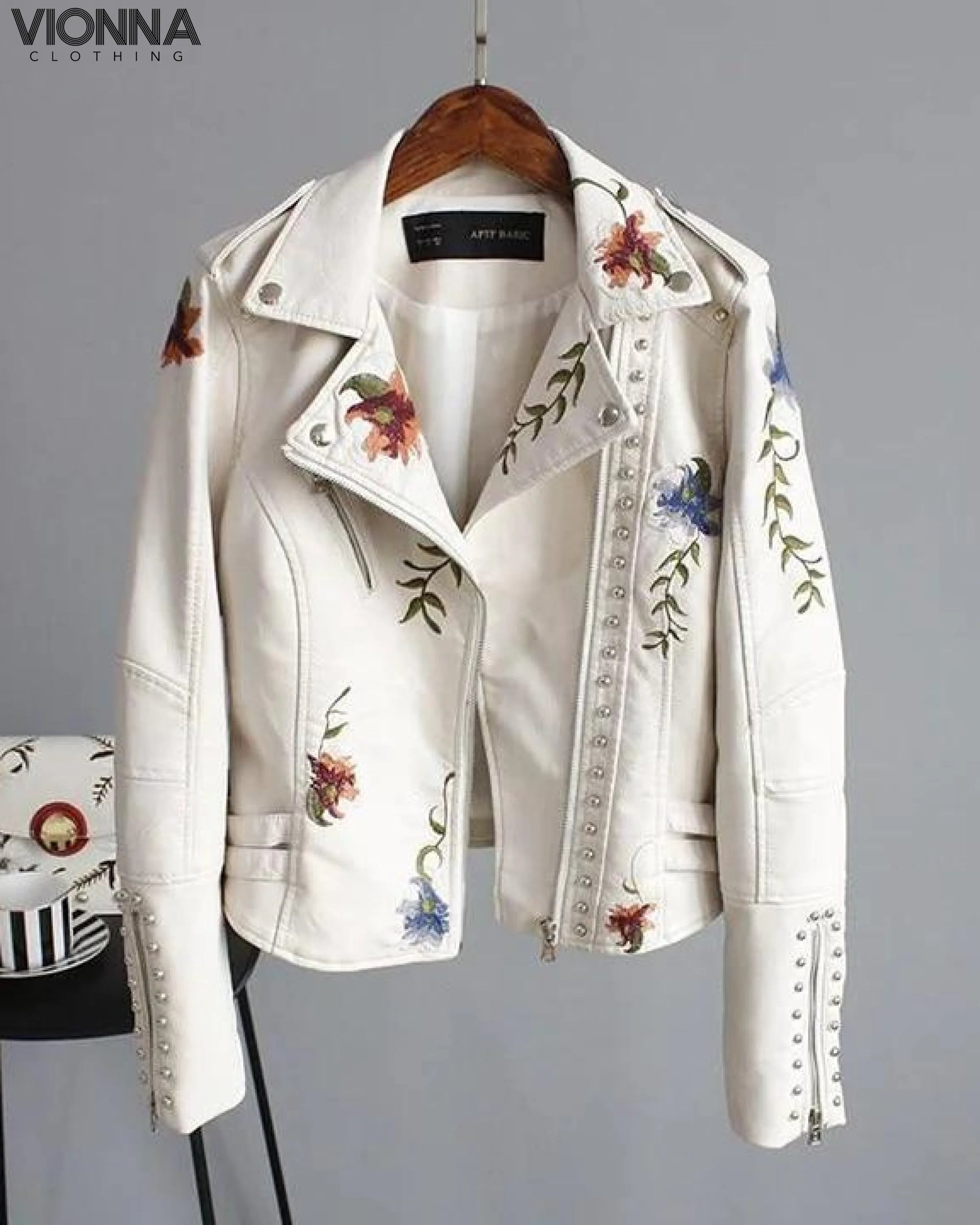 Olea - Leather Flower Jacket White / Xs leather jacket