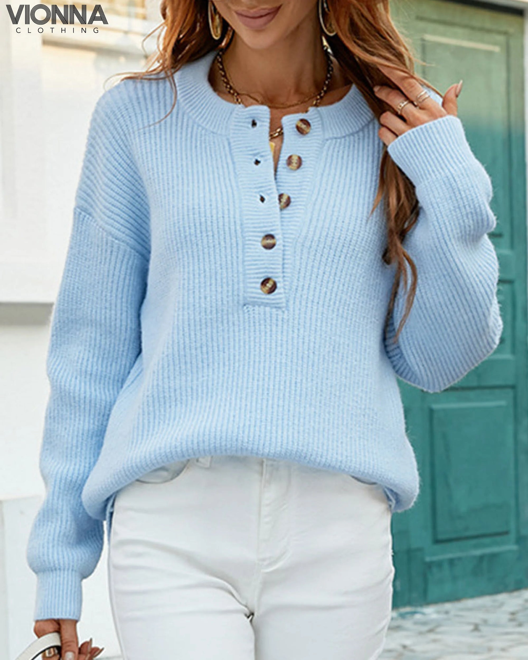 Oliveria - Pull en maille côtelée Air Blue / S Pull