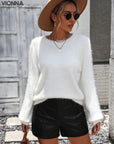 Razelle - Trendy Fluffy Sweater Blanc / S Sweater