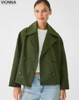 Veste courte à double boutonnage en laine mélangée Stylish & Timeless Green / S Clothing & Accessories >