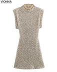 Selina - Robe à paillettes Argent / Xs