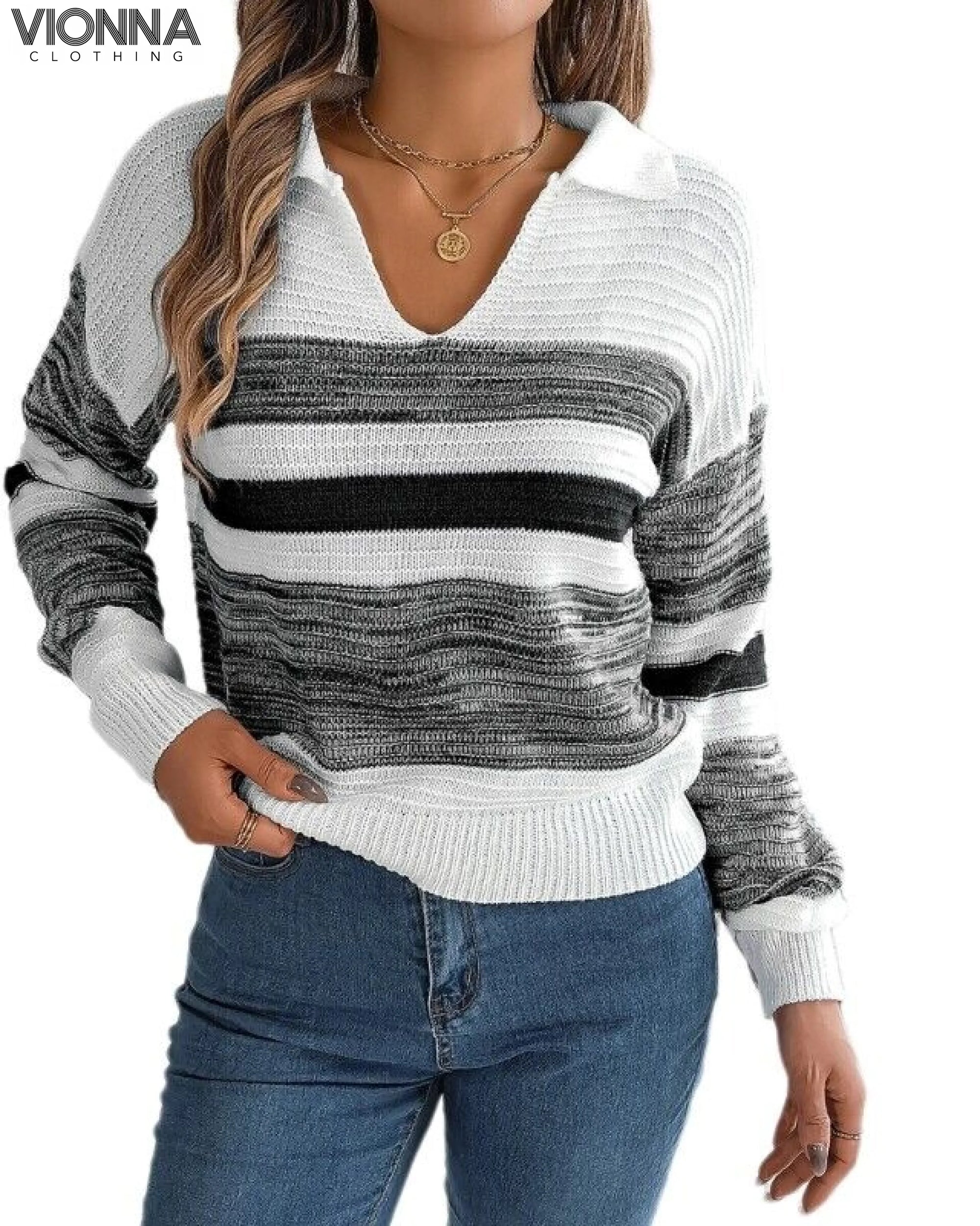Silvija - Pull rayé noir / Xs Pull