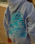 Sweat à capuche à imprimé graphique vibrant | coton confortable coloré bleu / S Vêtements et accessoires >