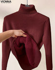 Col roulé en tricot doublé Chaud et confortable Parfait pour les jours d'hiver Rouge foncé / S Vêtements et accessoires