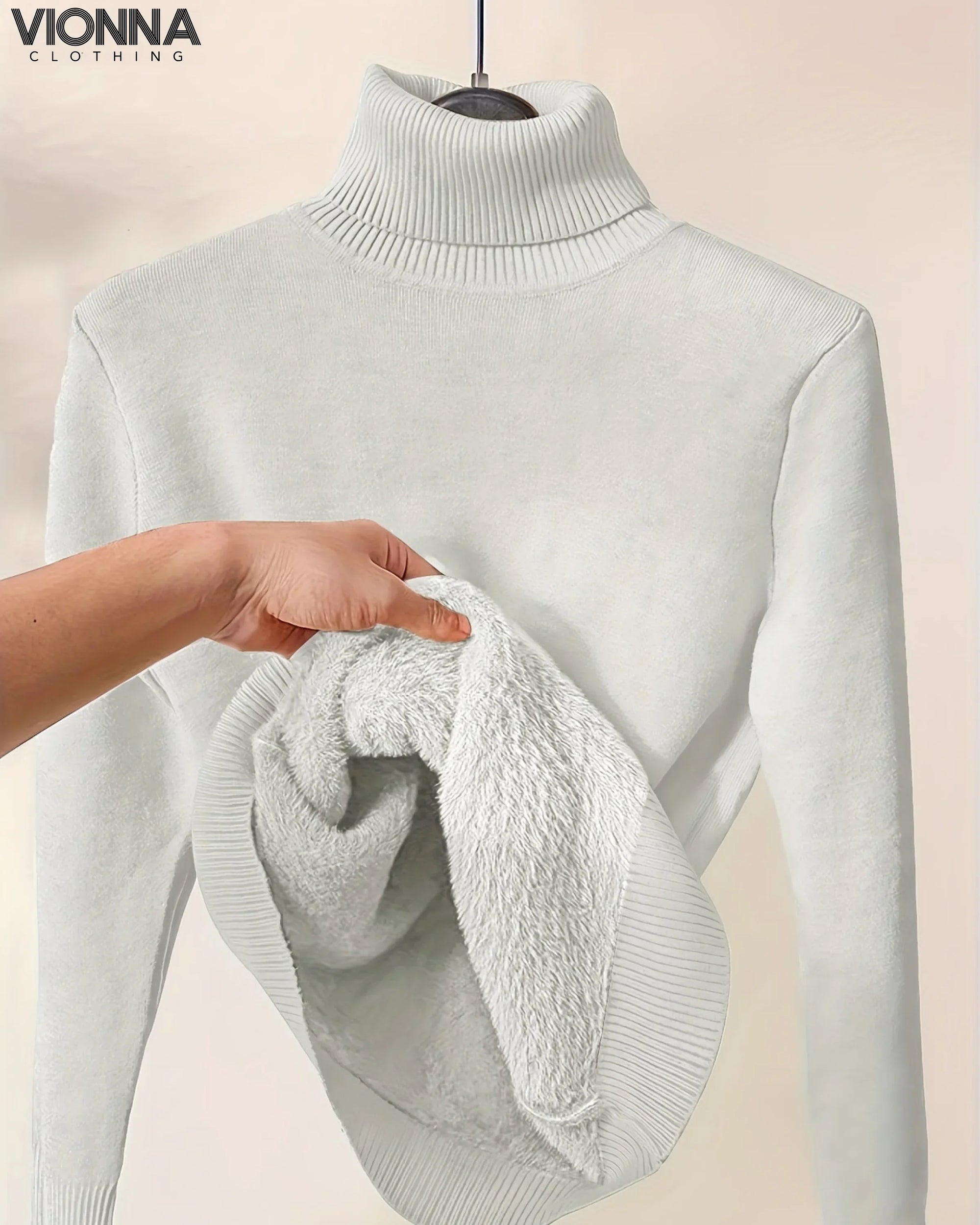 Col roulé en tricot doublé Chaud et confortable Parfait pour les jours d'hiver Blanc / S Vêtements et accessoires >