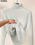 Col roulé en tricot doublé Chaud et confortable Parfait pour les jours d'hiver Blanc / S Vêtements et accessoires >