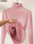 Col roulé en tricot doublé - Chaud et confortable - Parfait pour les journées d'hiver Rose / S Vêtements et accessoires >