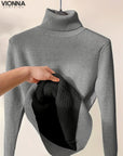 Col roulé en tricot doublé Chaud et confortable Parfait pour les jours d'hiver Gris / S Vêtements et accessoires >