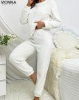 Ensemble de vêtements de détente légers avec matières douces | Polyester Confortable & Chaud Blanc / S Vêtements Et