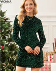 Robe à paillettes avec manches longues | Festive & Elegant Green / S Vêtements et accessoires > Vêtements Robes